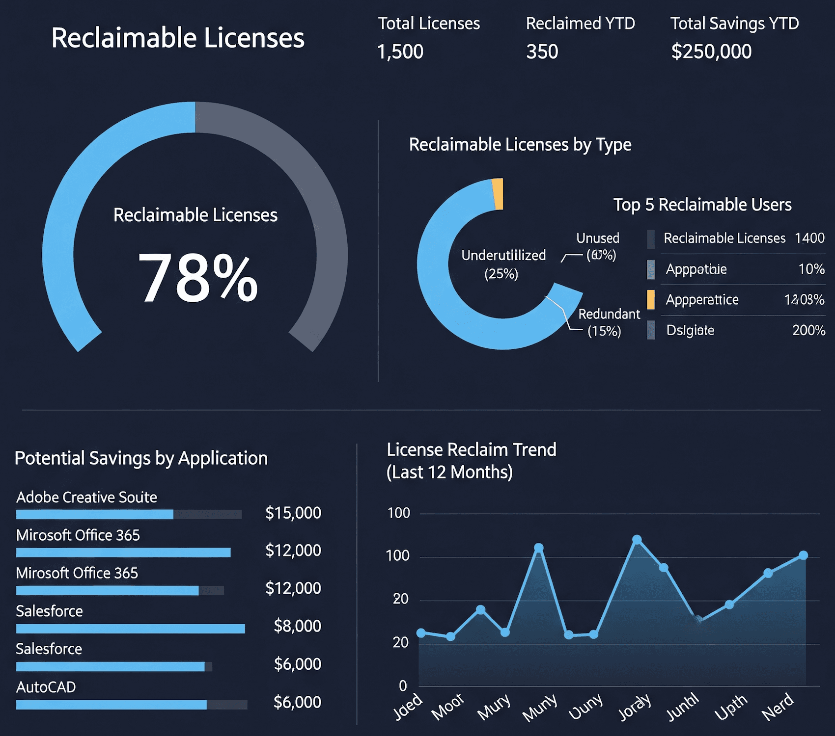 Cost optimisation dashboard showing reclaimable licenses
